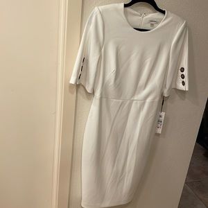 Calvin Klein white knee length dress 6 NWT